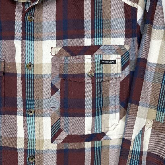 Oakley Flannel Shirt Mens Medium Plaid Long Sleeve Button Up Autumn Shacket Fall - Picture 4 of 9